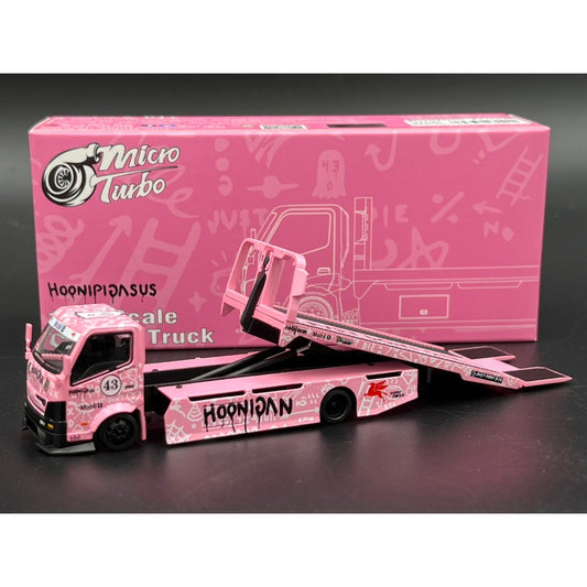 Micro Turbo 1:64 Custom Hoonipigasus Pink Pig Flatbed Tow Truck