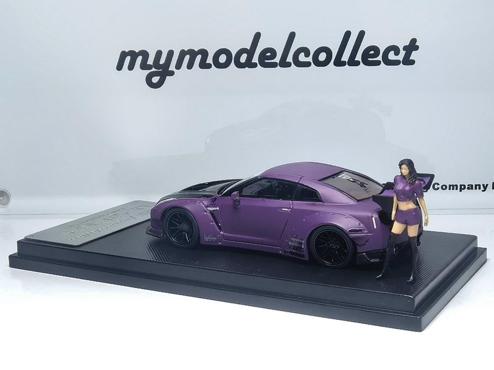 MyModelCollect 1:64 Nissan LBWK Liberty Walk GTR R35 v1.5 - Matte Purple With Figure
