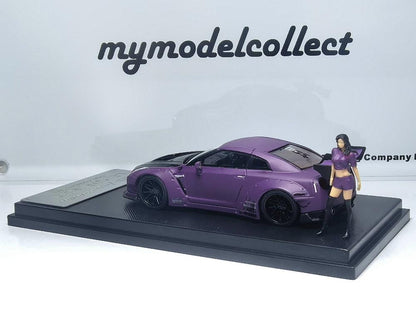MyModelCollect 1:64 Nissan LBWK Liberty Walk GTR R35 v1.5 - Matte Purple With Figure