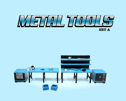 American Diorama 1:64 Metal Tools Set A Blue