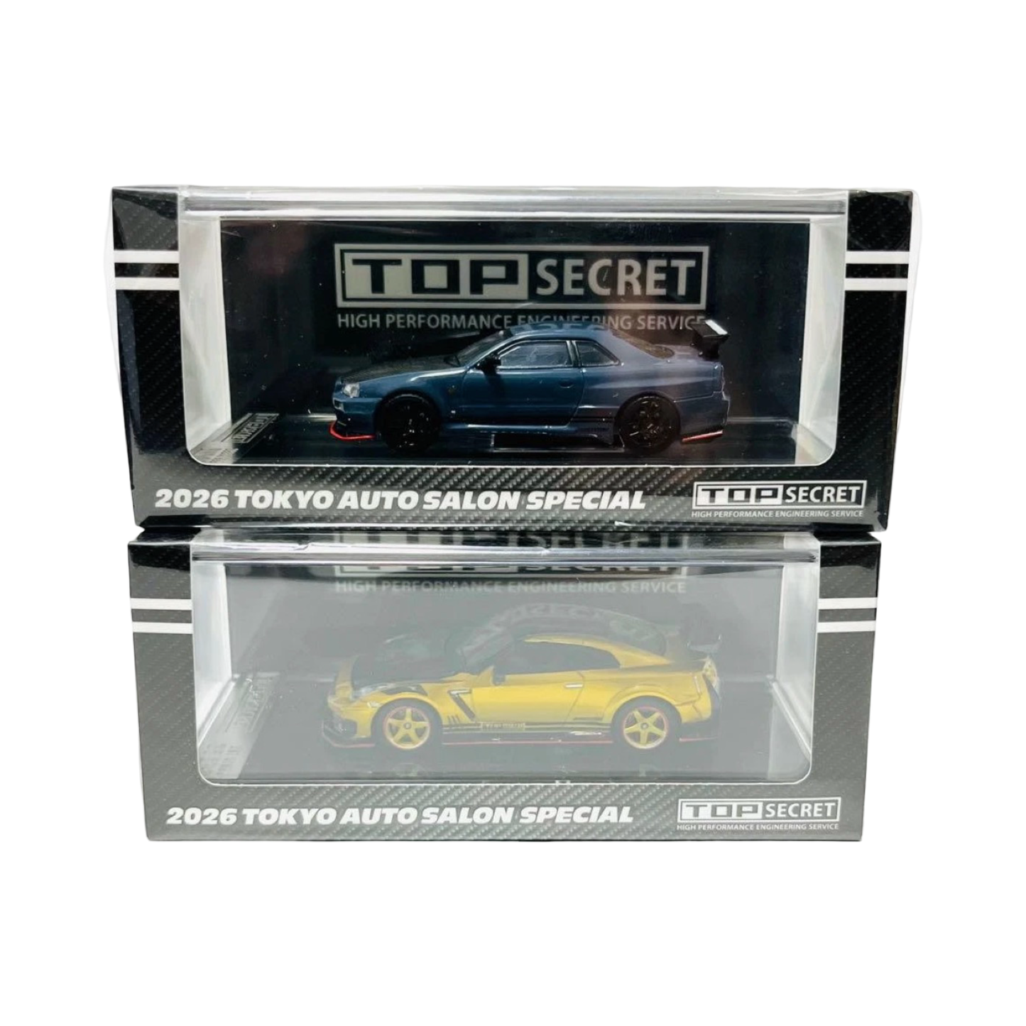 K3 Model 1:64 Top Secret Exclusive Pair Nissan GT-R R35 & Nissan GT-R R34 Pair - 2026 Tokyo Auto Salon Exclusive Limited To 999pcs