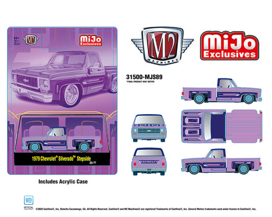 M2 Machines 1:64 1978 Chevrolet Silverado Stepside Lowriders – Purple – MiJo Exclusive Limited Edition