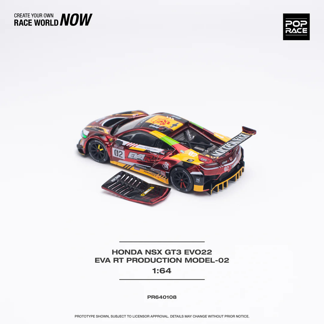 Pop Race 1:64 Honda NSX GT3 EVO22 EVA RT Production Model 02 - Red