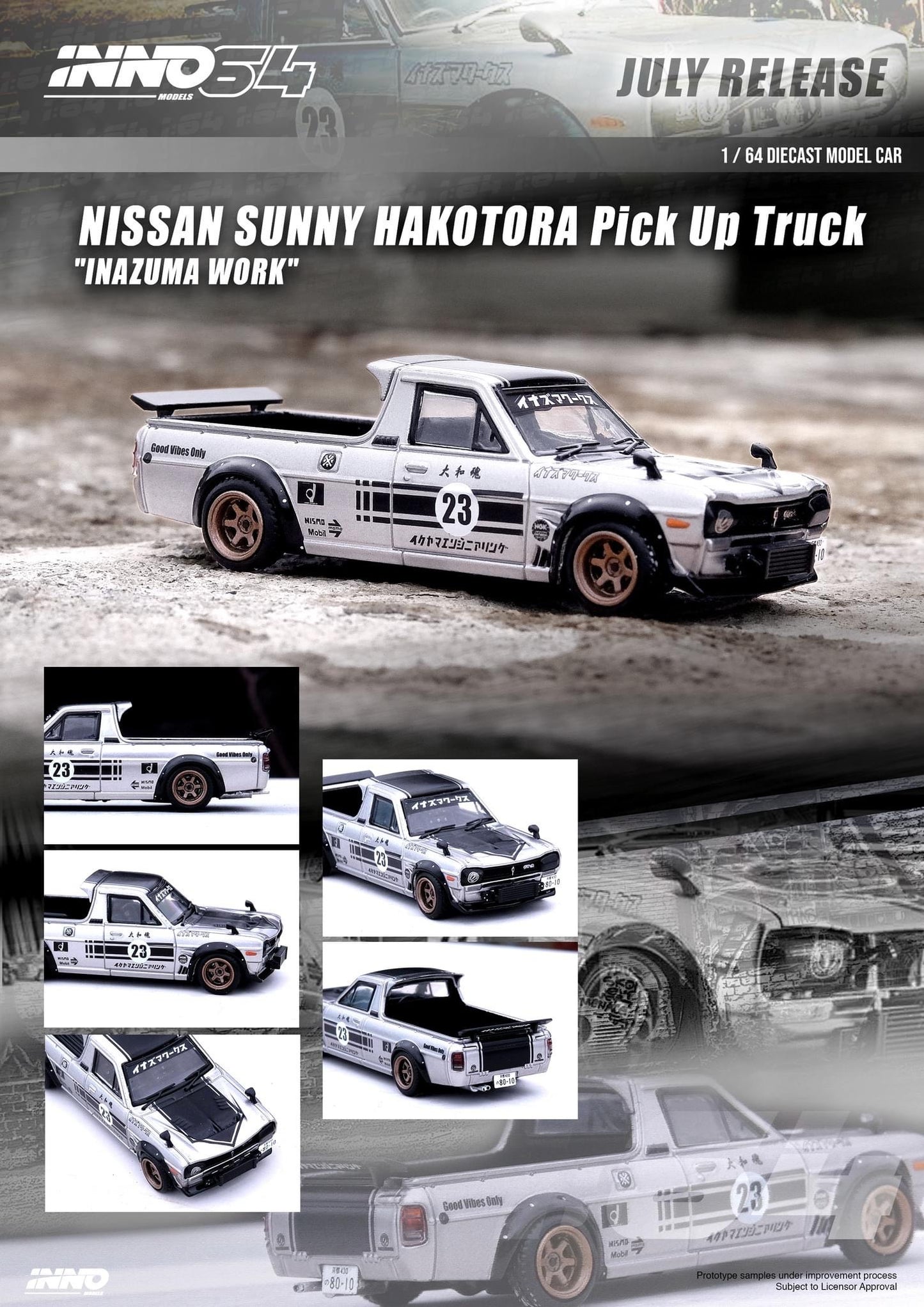 Inno64 1:64 Nissan Sunny Hakatora Truck - Inazuma Work