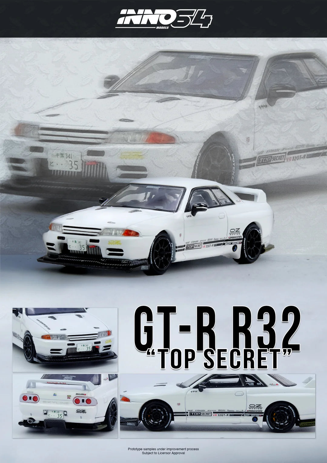 Inno64 1:64 Top Secret VR32 GT-R - White