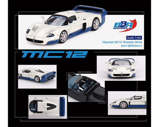 BBR Models 1:64 Maserati MC12 Stradale - White