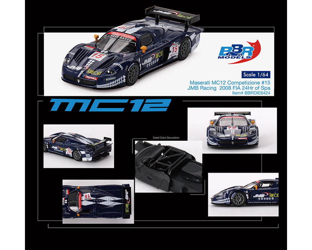 BBR Models 1:64 Maserati MC12 Competizione #15 JMB Racing 2008 FIA 24Hr of Spa