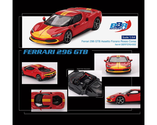 BBR Models 1:64 Ferrari 296 GTB Assetto Fiorano – Rosso Corsa