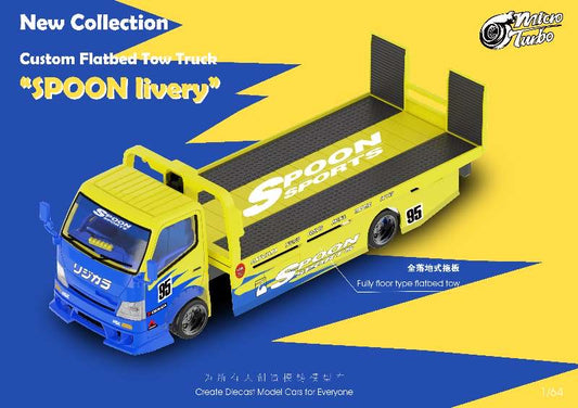 Micro Turbo 1:64 Custom Flatbed Tow Truck - Spoon Livery