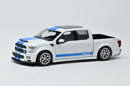 Funny Model 1:64 Ford F150 Super Snake - Oxford White With Blue Stripes