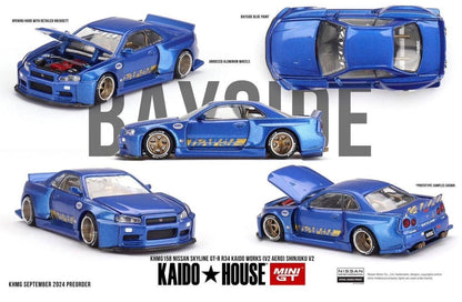 Kaido House 1:64 Nissan Skyline GT-R (R34) Kaido Works Shinjuku V2 - Regular & Chase PAIR
