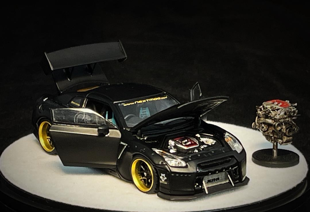 PGM 1:64 Rocket Bunny GT-R R35 Matte Black Luxury Version