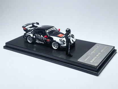 MyModelCollect 1:64 Porsche RWB 964 High Wing White Bone Dragon With Figure