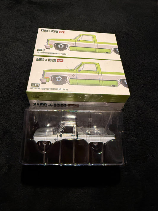 Kaido House 1:64 Chevrolet Silverado Flo Yellow V1 - Regular & Chase PAIR