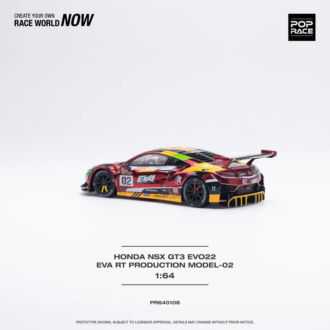 Pop Race 1:64 Honda NSX GT3 EVO22 EVA RT Production Model 02 - Red