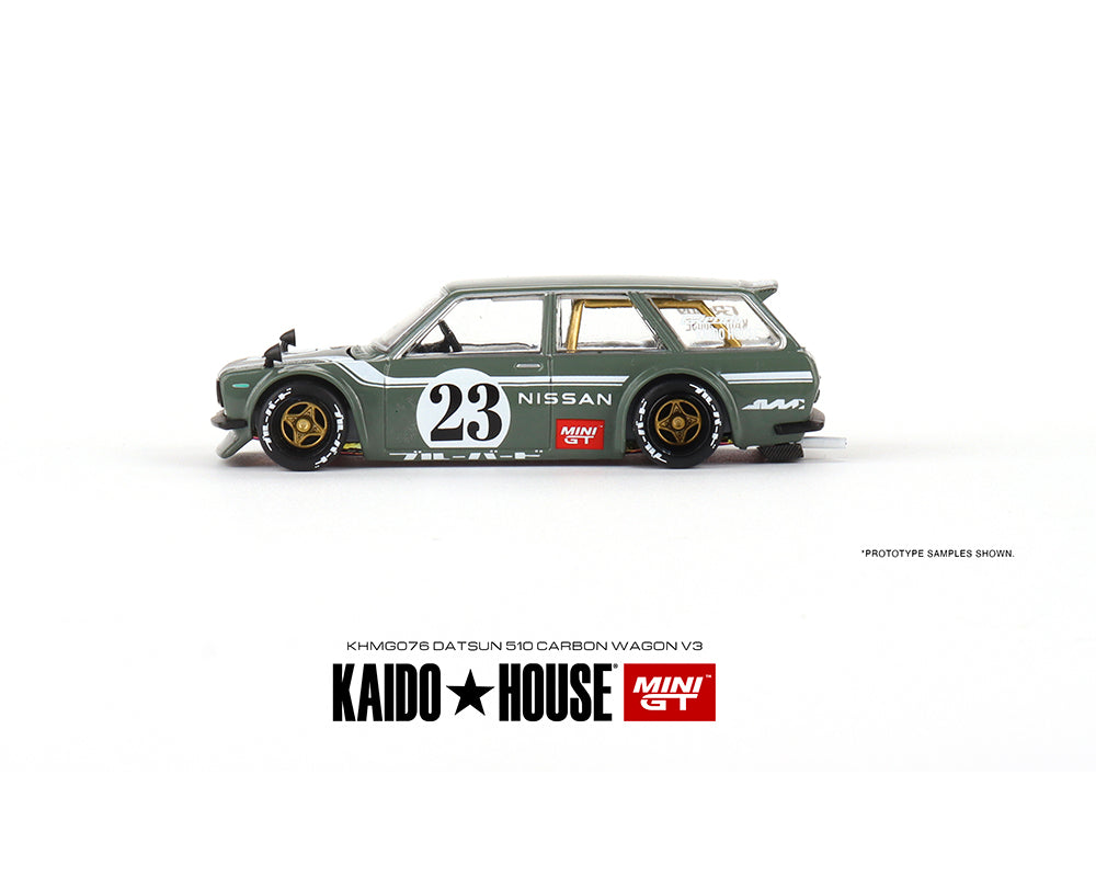 MiniGT X Kaido House 1:64 Datsun Kaido 510 Wagon Carbon Fiber V3 - Green