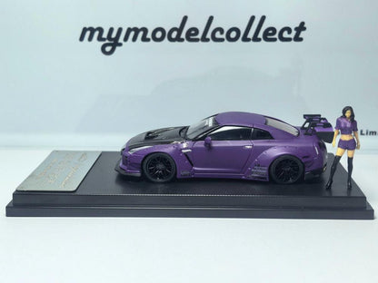 MyModelCollect 1:64 Nissan LBWK Liberty Walk GTR R35 v1.5 - Matte Purple With Figure