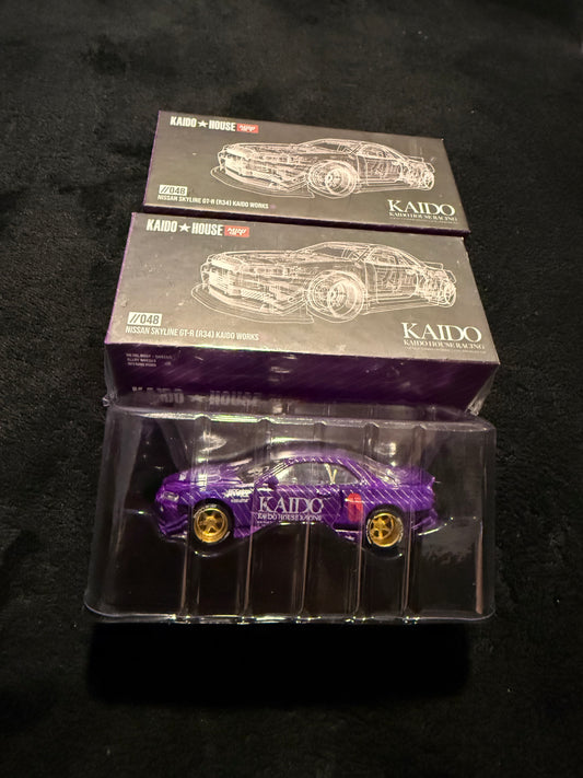 Kaido House 1:64 Nissan Skyline GT-R (R34) Kaido Works Purple - Regular & Chase PAIR