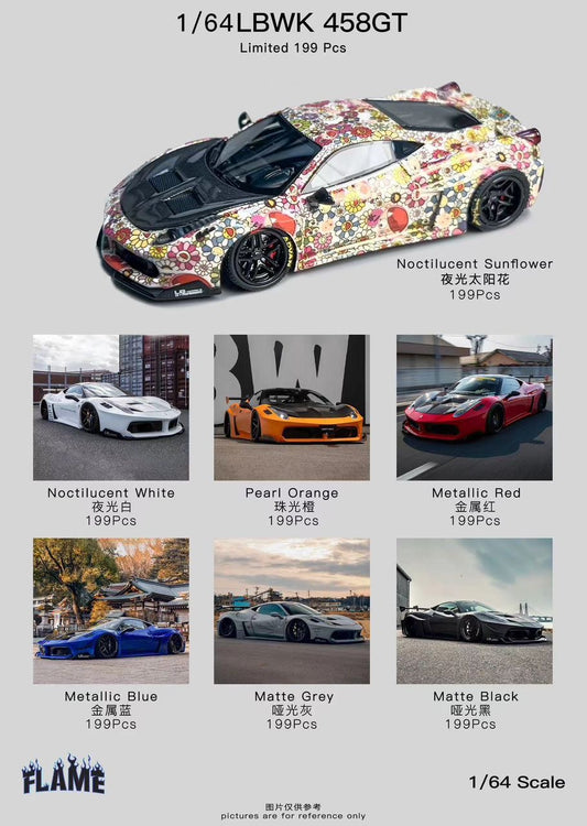 Flame 1:64 LBWK Liberty Walk 458GT Resin Model - Assorted Colors