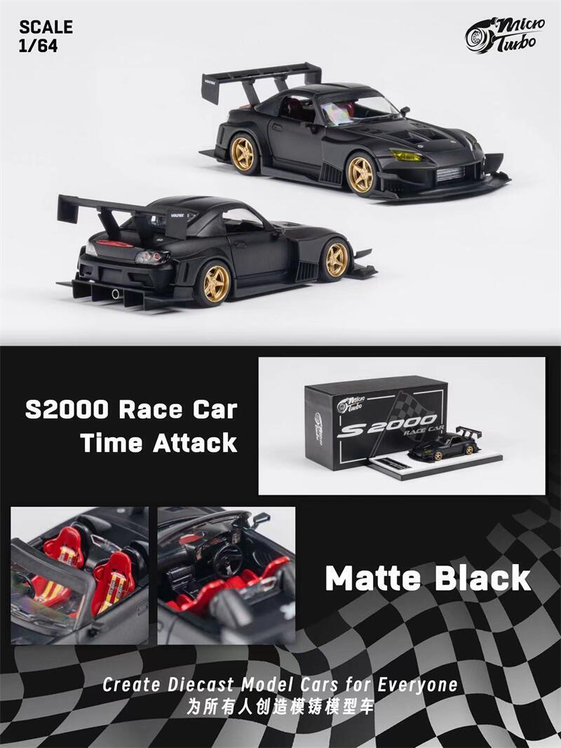 Micro Turbo 1:64 Honda S2000 J’s Racing Time Attack - Black