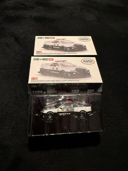 Kaido House 1:64 Nissan Skyline GT-R R34 Kaido Works V2 Aero Police - Regular & Chase PAIR
