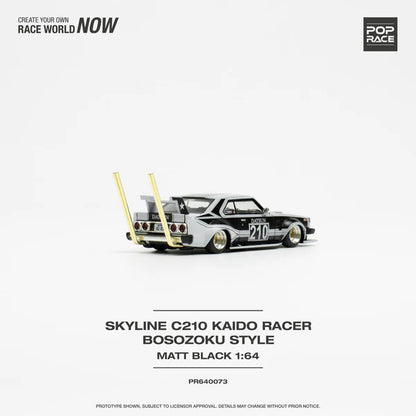 Pop Race 1:64 Skyline C210 Kaido Racer Bosozuku - Matte Black