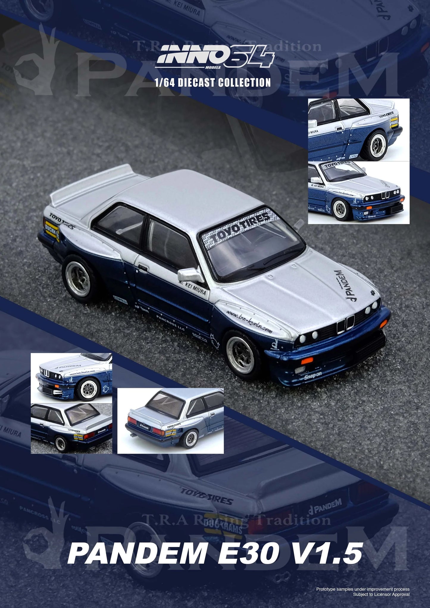 Inno64 1:64 Pandem E30 M3 - Silver/Blue