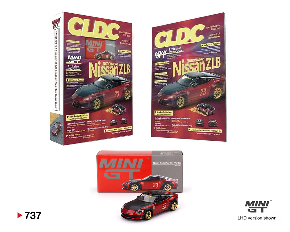 MiniGT 1:64 CLDC Magazine with Nissan Z LB Nation Works – Red Metallic – China CLDC Exclusive #737