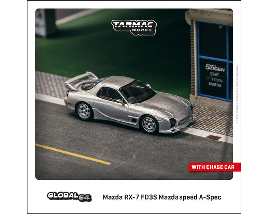 Tarmac Works 1:64 Mazda RX-7 FD3S Mazdaspeed A-Spec – Silver Stone Metallic- Global 64