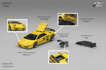 Micro Turbo - 1:64 Custom Diablo SV - Metallic Yellow