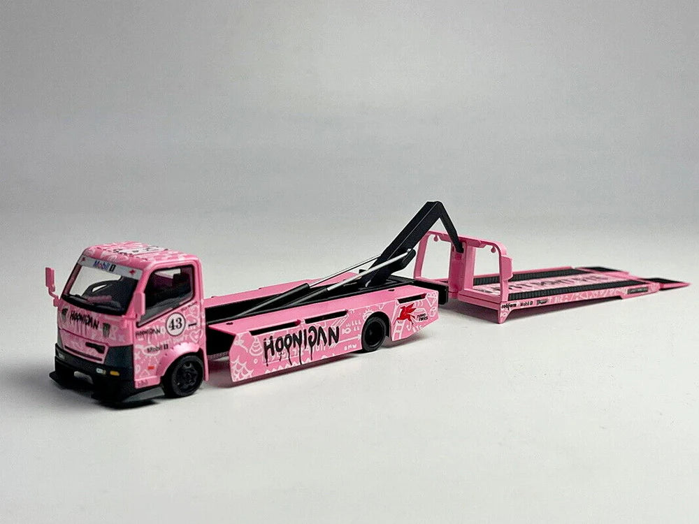 Micro Turbo 1:64 Custom Hoonipigasus Pink Pig Flatbed Tow Truck