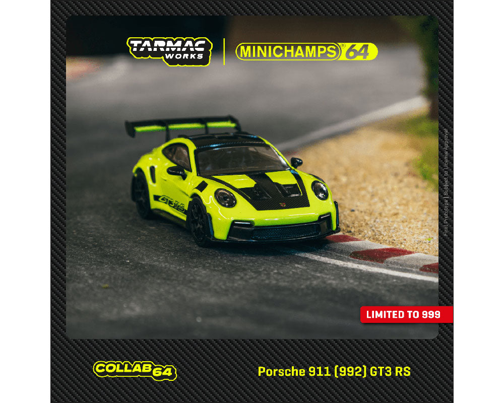MiniChamps X Tarmac Works 1:64 Porsche 911 (992) GT3 RS – Acid Green
