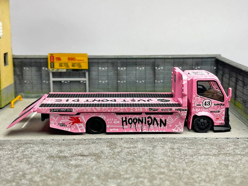 Micro Turbo 1:64 Custom Hoonipigasus Pink Pig Flatbed Tow Truck