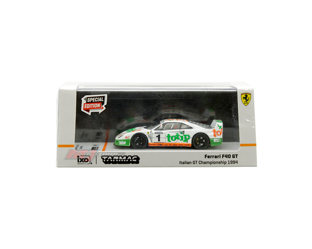 Tarmac Works 1:64 Ferrari F40 GT – Italian GT Championship 1994 #1 – F. D’Amore, O. Larrauri – White – Special Edition – ixo Models – Hobby64