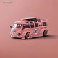 LF Model 1:64 VW Volkswagen T1 Bus With Surfboards - Pink Pig