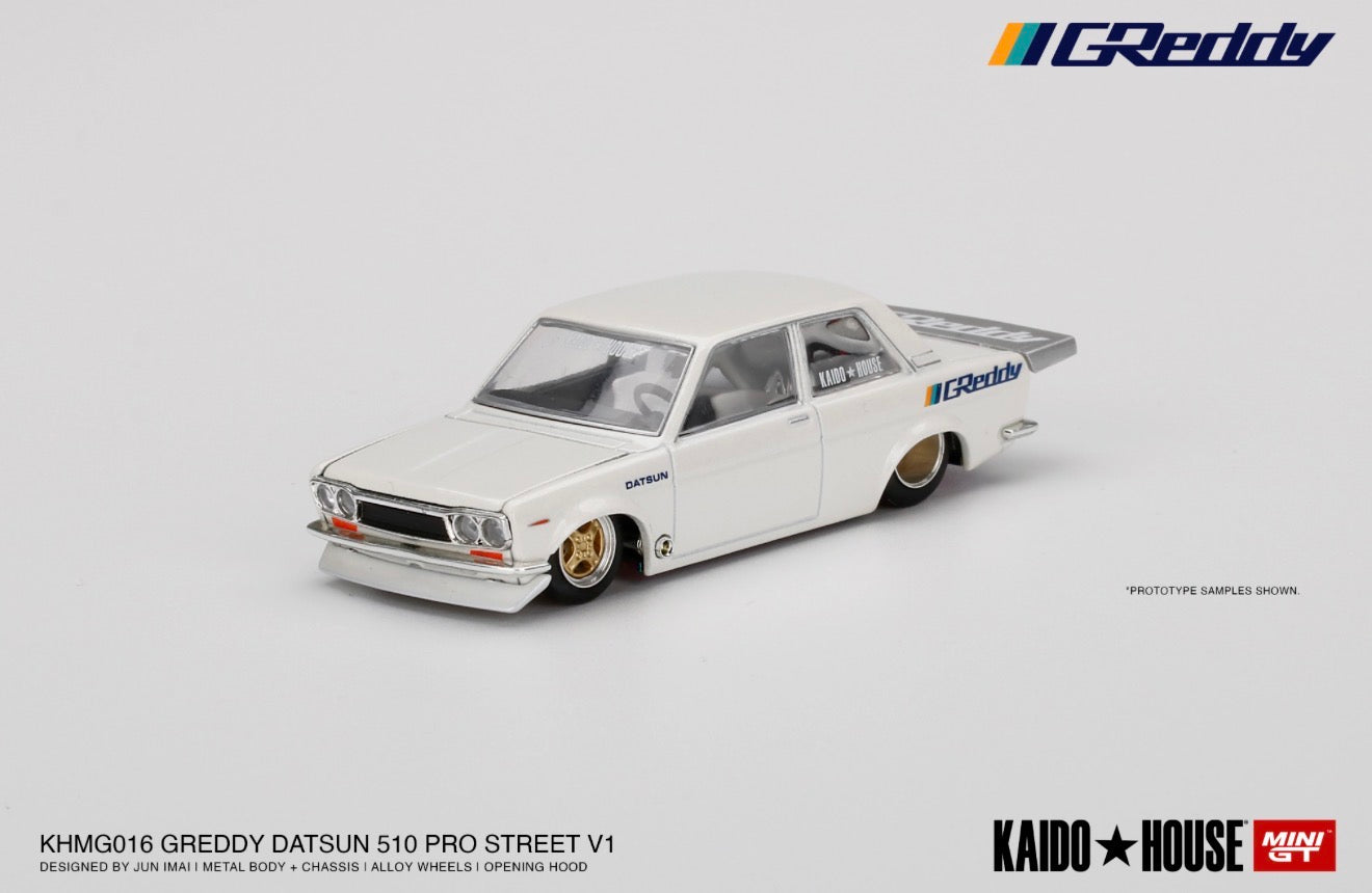 Kaido House 1:64 Datsun 510 Pro Street GREDDY Pearl White - Regular & Chase PAIR