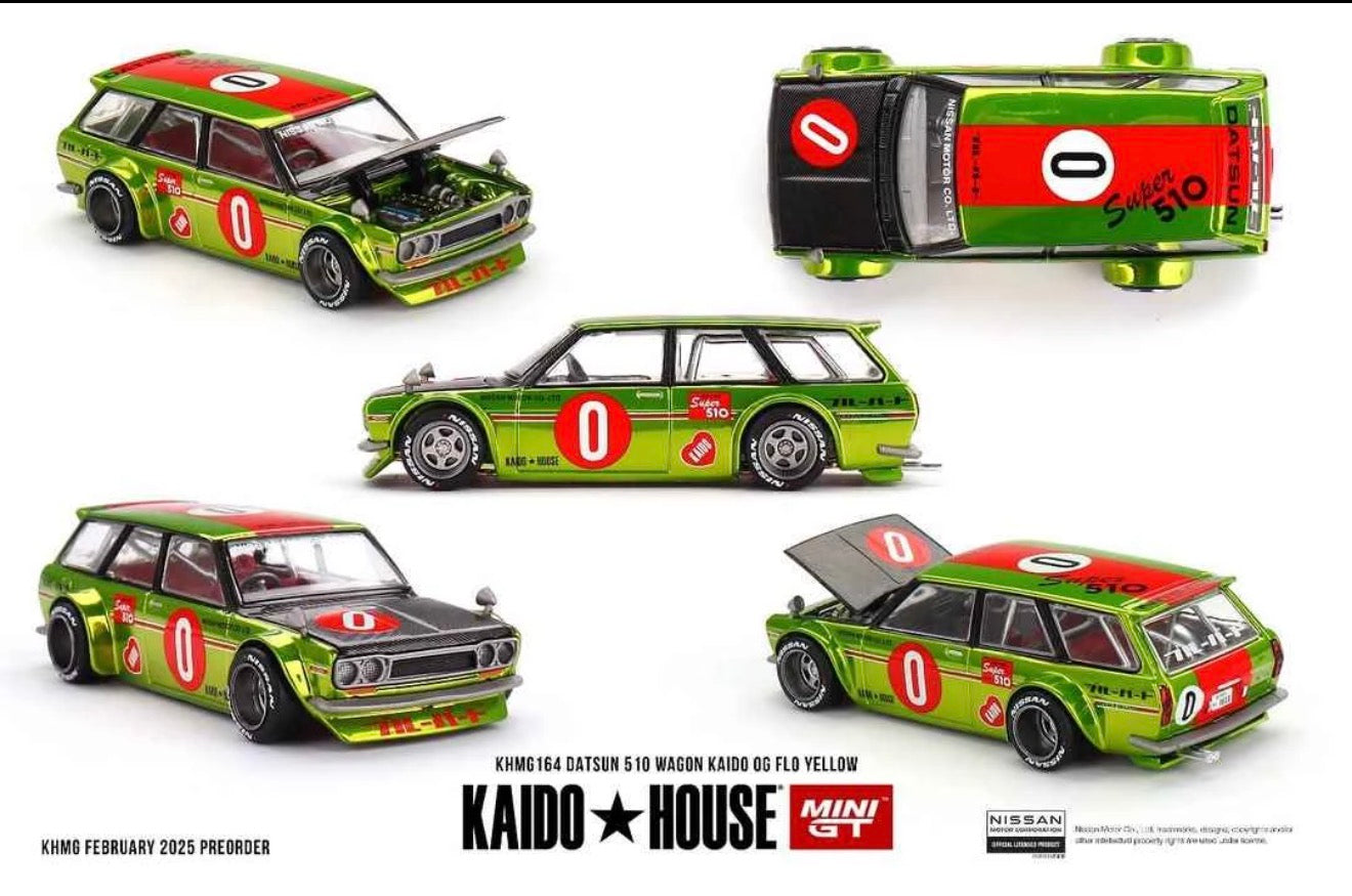 Kaido House 1:64 Datsun 510 Wagon Kaido OG Flo Yellow - Regular & Chase PAIR