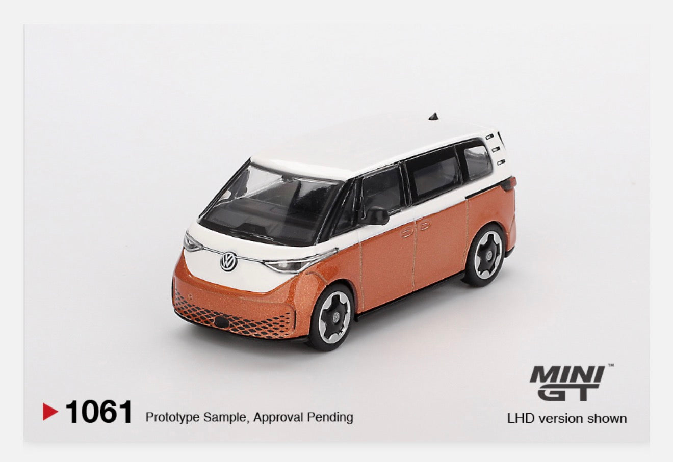 MiniGT 1:64 Volkswagen ID Buzz – Candy White / Energetic Orange #1061