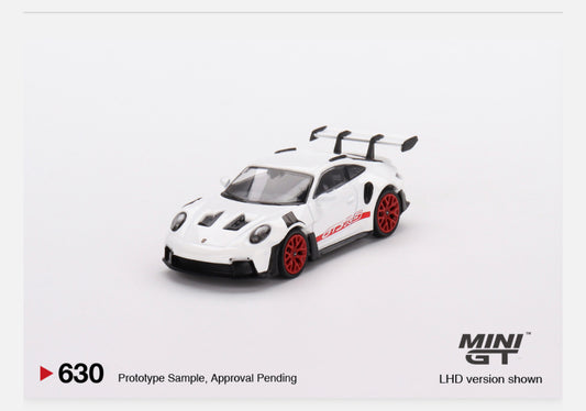 MiniGT 1:64 Porsche 911 (992) GT3 RS – White with Pyro Red Accent Package – MiJo Exclusive #630