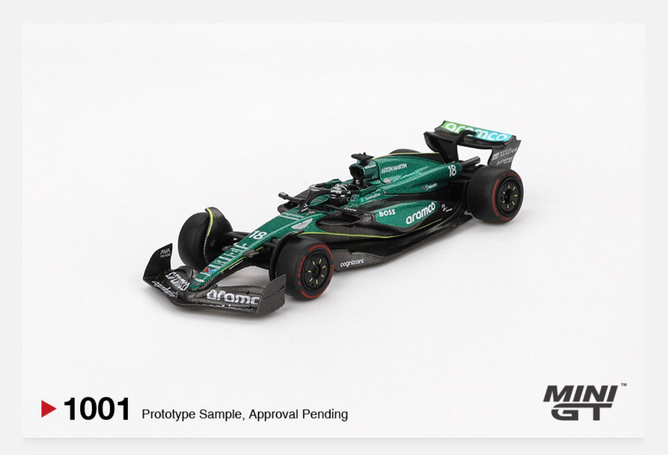 MiniGT 1:64 Aston Martin AMR24 #18 Lance Stroll 2024 F1 Bahrain GP #1001