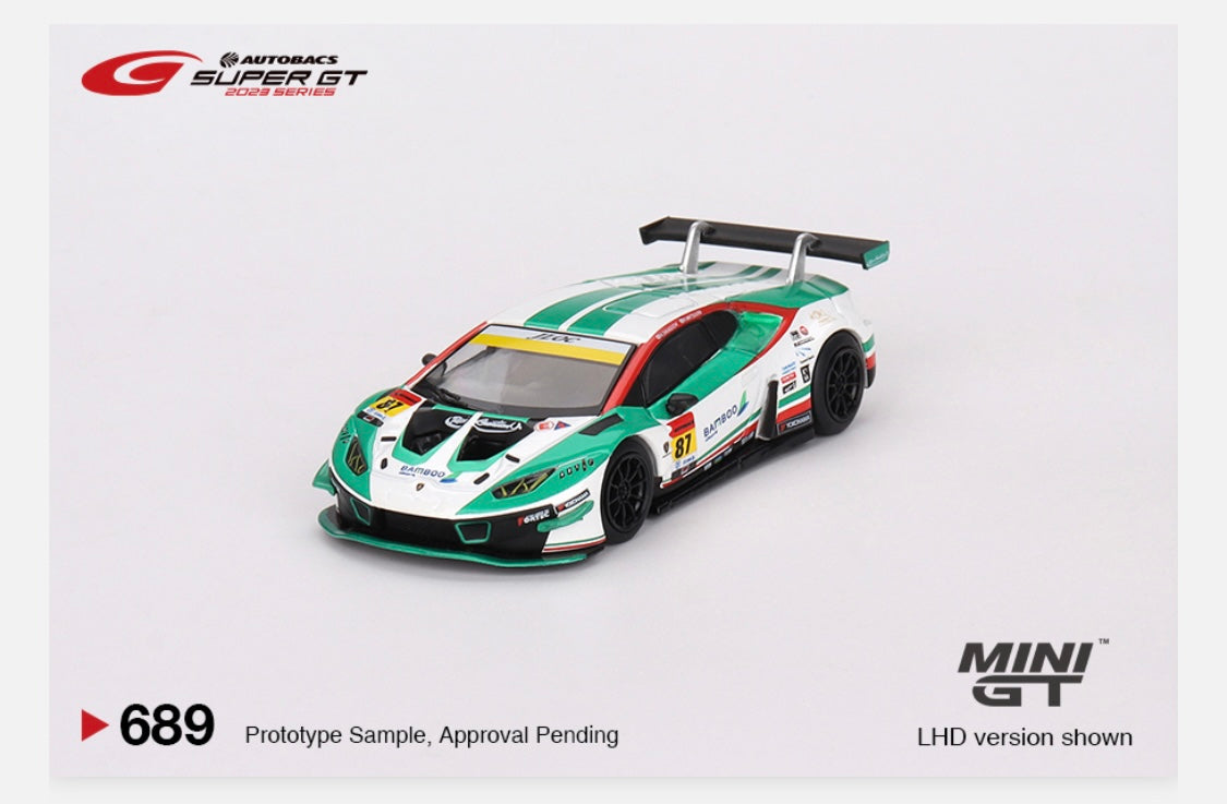 MiniGT 1:64 Japan Exclusive Lamborghini Huracán GT3 EVO2 #87 “Bamboo Airways Lamborghini GT3” JLOC 2023 Super GT Series #689