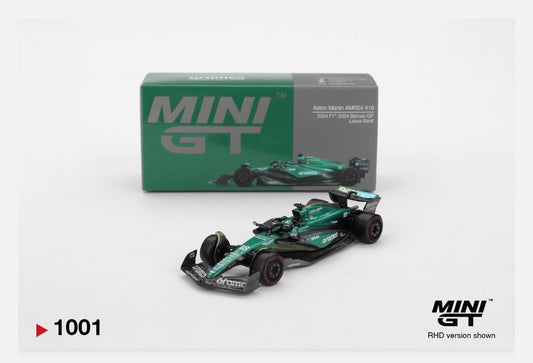 MiniGT 1:64 Aston Martin AMR24 #18 Lance Stroll 2024 F1 Bahrain GP #1001