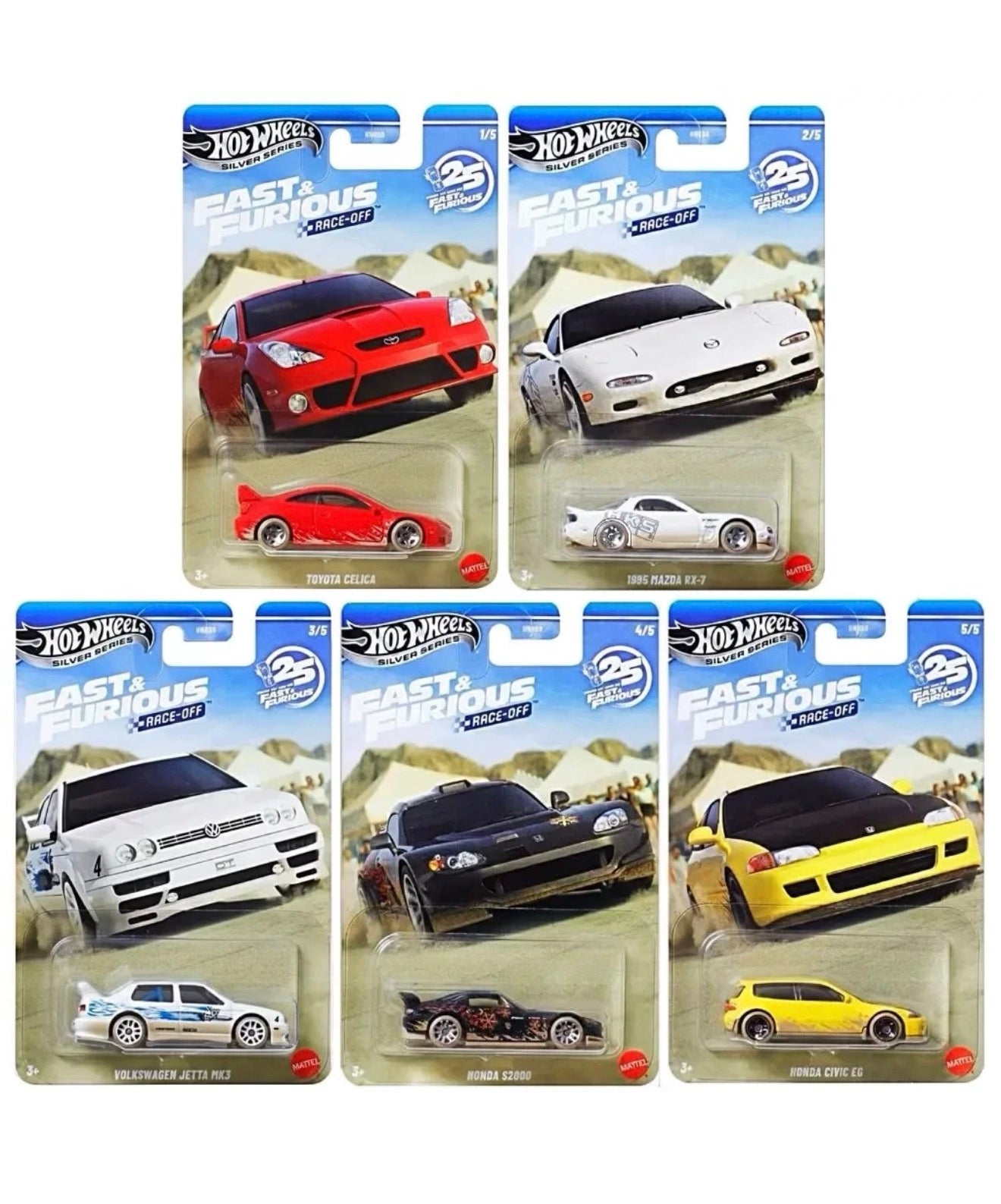 Hot Wheels 1:64 2025 Silver Series - Fast & Furious Race Off *Set Of 5*