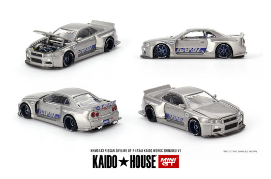 MiniGT X Kaido House 1:64 Nissan Skyline GT-R (R34) Kaido Works SHINJUKU V1