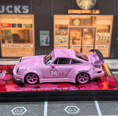 MyModelCollect 1:64 Porsche RWB 930 GT Wing - Pink Valentines Day