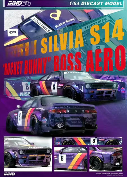 Inno64 1:64 Nissan Silvia S14 Boss Rocket Bunny - Purple