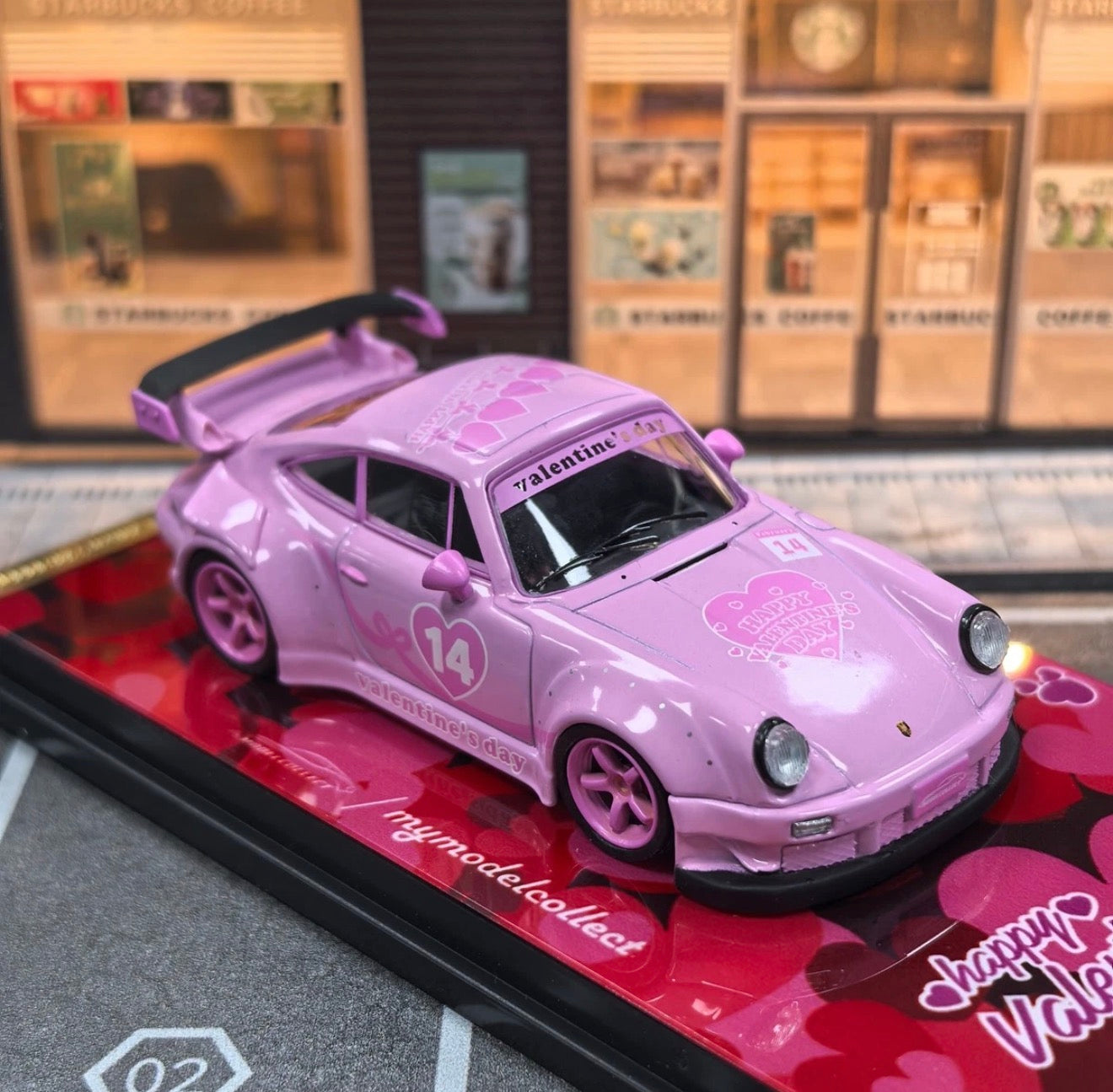MyModelCollect 1:64 Porsche RWB 930 GT Wing - Pink Valentines Day