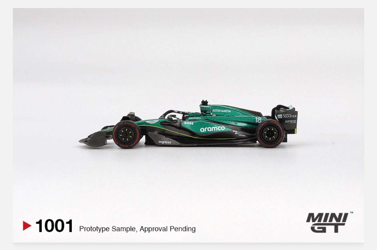 MiniGT 1:64 Aston Martin AMR24 #18 Lance Stroll 2024 F1 Bahrain GP #1001