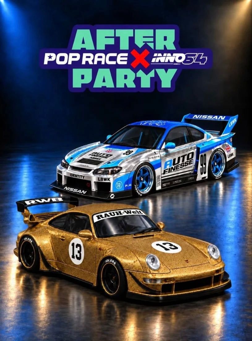 Pop Race X Inno64 1:64 2026 IDE Dinner Exclusive Pair - Chrome S15 & Bronze RWB