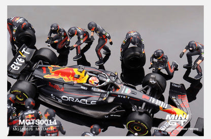 MiniGT 1:64 Oracle Red Bull Racing RB19 #1 Max Verstappen 2023 Japanese Grand Prix Pit Crew Set #MGTS0014